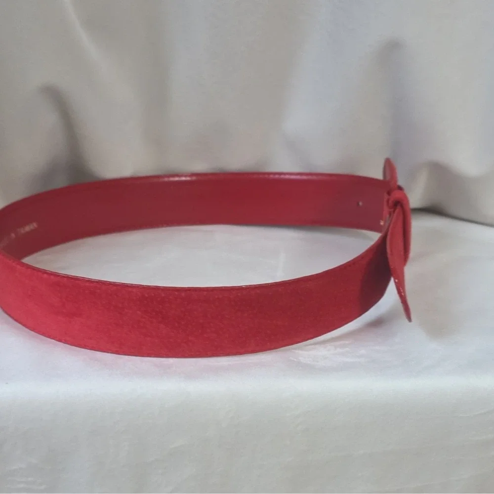 80's Vintage Womens Red Leather Belt Size M Wide